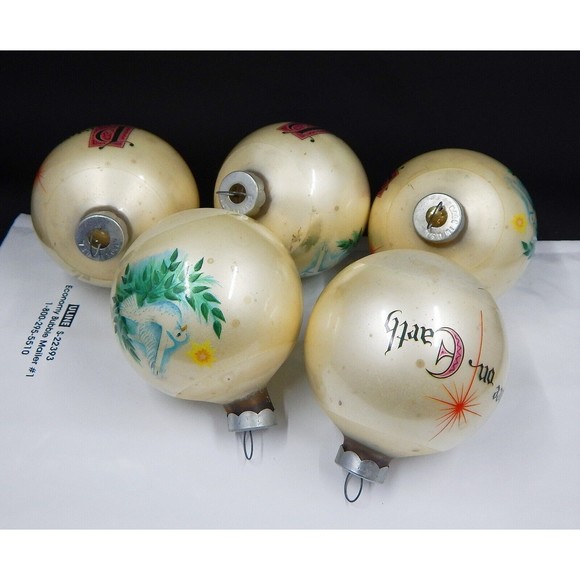 Essex Franke Mercury Glass Christmas Ornaments Dove Peace On Earth Lot of 5 - Picture 7 of 8